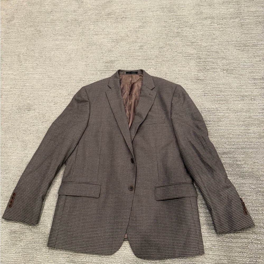 Men’s Hart Schaffner Marx Houndstooth Sportcoat / Blazer in Gray Brown, Size 46R